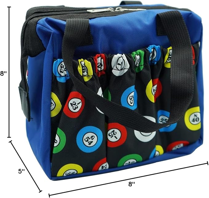 Yuanhe Bingo Dauber Bags with 6 Pockets Blue Bingo Tote Bag