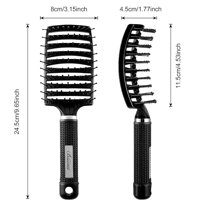 Bsisme Hair Brush, Vented Curved Styling Brush for Faster Blow Drying, Professional Detangling Brush for Women and Men, White | Professional Detangling Brush for Women, Men & Kids, Paddle Detangler Brush for Wet Dry Curly Thick Straight Hair