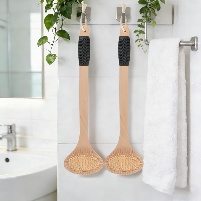 OWIIZI Oversized Back Scratcher Long Handle Backscratchers for Men Women | Provides Itch Relief,17.2" Wooden Curved Handle Body Scratcher Brush,Wider Head,Larger Skin Scratching Massager for Adults