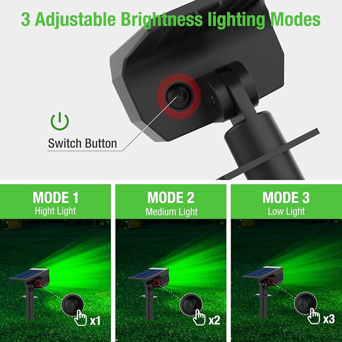 nipify Solar Spot Lights Outdoor, Solar Powered Waterproof Spotlight | 4 Pack, Green, Landscape Lighting for Outside Yard Garden Pathway