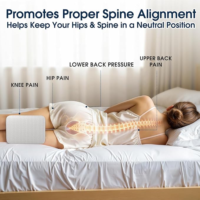BlissTrends Memory Foam Knee Pillow, Knee Pillow for Side Sleepers, Leg Pillows for Sleeping Blood Circulation, Elevation Pillow for Spine Aligning, Sciatica, Hip, Knee, Ankle Pain, White, Medium