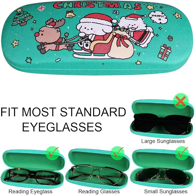 ADBGV Cute Stylish Hard Shell Eyeglasses Cases Protective Case Storage Box With Glasses Cloth Eyeglass Strap for Girl Teen