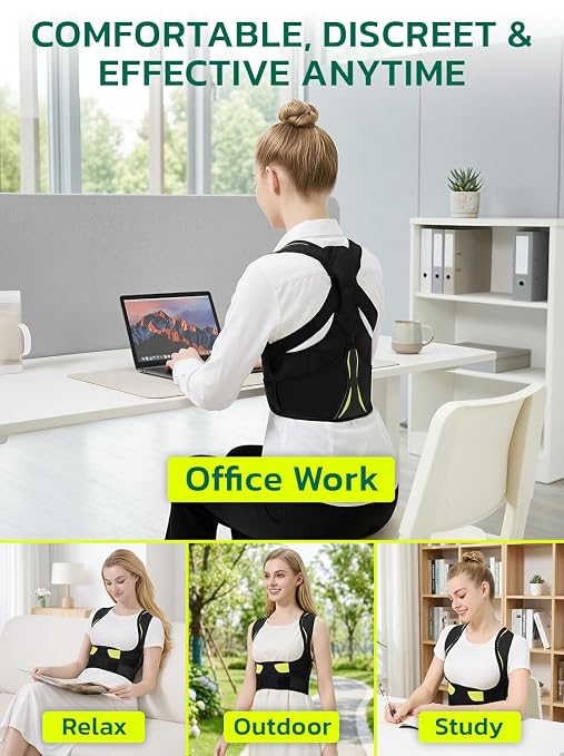 Posture Corrector for Women for Rounded Shoulders Hunchback Black M | Adjustable Posture Brace Straps, Pain Relief & Back Straightener, Improve Posture Support Brace