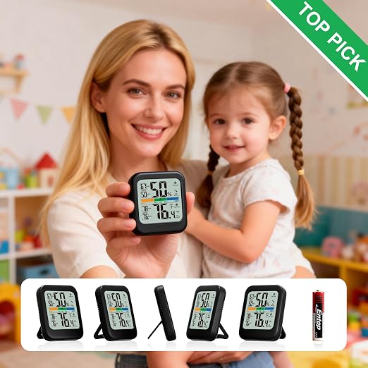 G.CATACC Room Thermometer Indoor Hygrometer Temperature Humidity Monitor | 5s Fast Refresh, 2.8" Large LCD, Battery included, Accurate Sensor for Home Office Baby Nursery Greenhouse Reptile Incubator