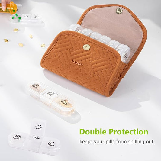 BAGSFY Weekly Pill Organizer 3 Times a Day in a Cute Fabric Pill Case, Medicine Pill Organizer, Pill Box, Portable Travel Pill Case, Pill Container for Medication, Vitamins, Fish Oils, Supplements