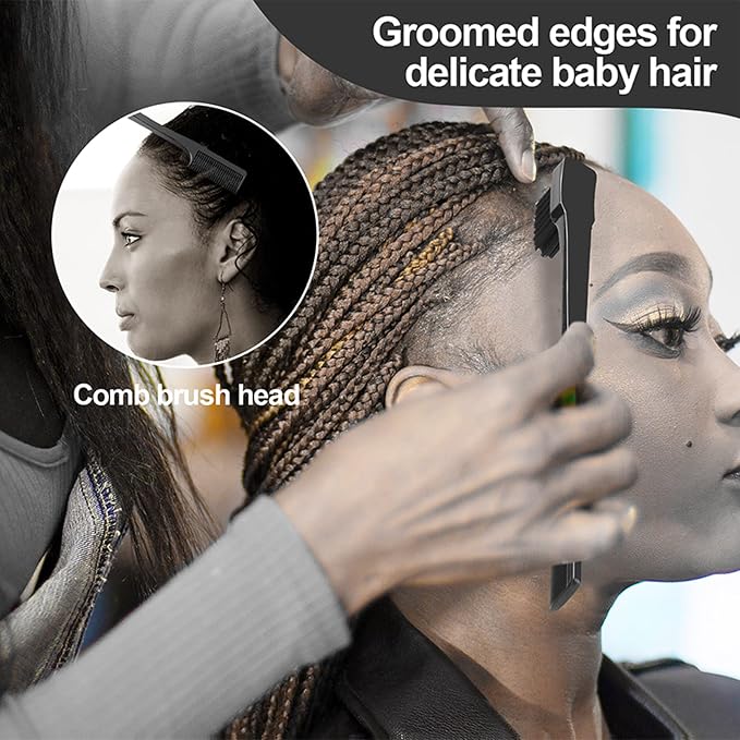 SWEET VIEW 3Pcs Slick Back Hair Brush | Rat Tail Comb, Edge | Bristle Brush, Sleek Ponytail/Bun Smoothing Baby Hair & Flyaways
