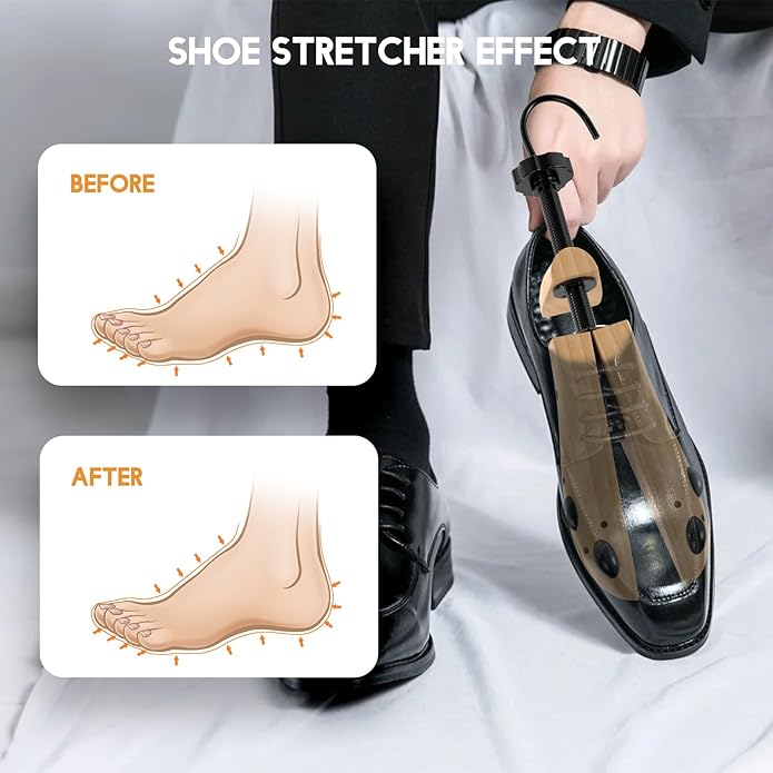 eachway Wooden Shoe Stretcher Men and Women for Wide Feet, Pair Premium of 4-way Shoe Tree Widener Stretch Length & Width