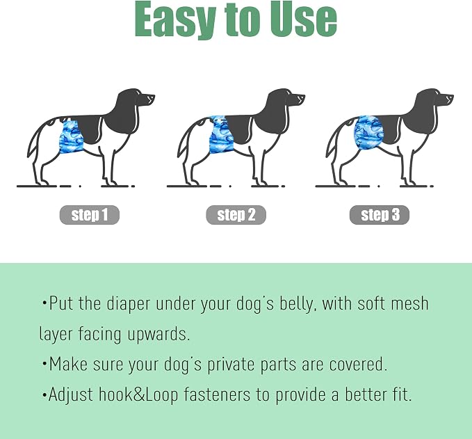 wegreeco Washable Male Dog Belly Band (Stylish Pattern)- Pack of 3 - Washable Male Dog Belly Wrap, Dog Diapers Male (Ocean Adventure, Medium)