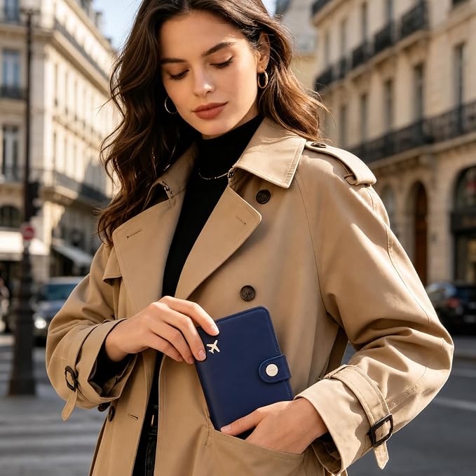 Passport Holder RFID Blocking Travel Wallet, Navy Blue | Passport Cover with Multiple Card Slots, Water-Resistant & Easy-Carry, Must-Have Travel Accessory for Men & Women.