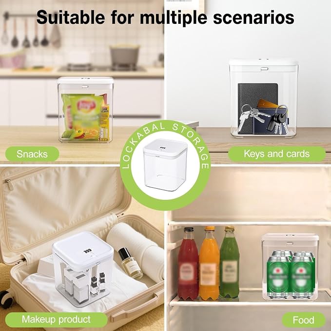 ySky Lockable Storage Box with Combination Code - Secure Medicine Safe, Phone Jail & Snack Container for Refrigerator, Home, Office- Durable Multi-Purpose Lock Box(White)