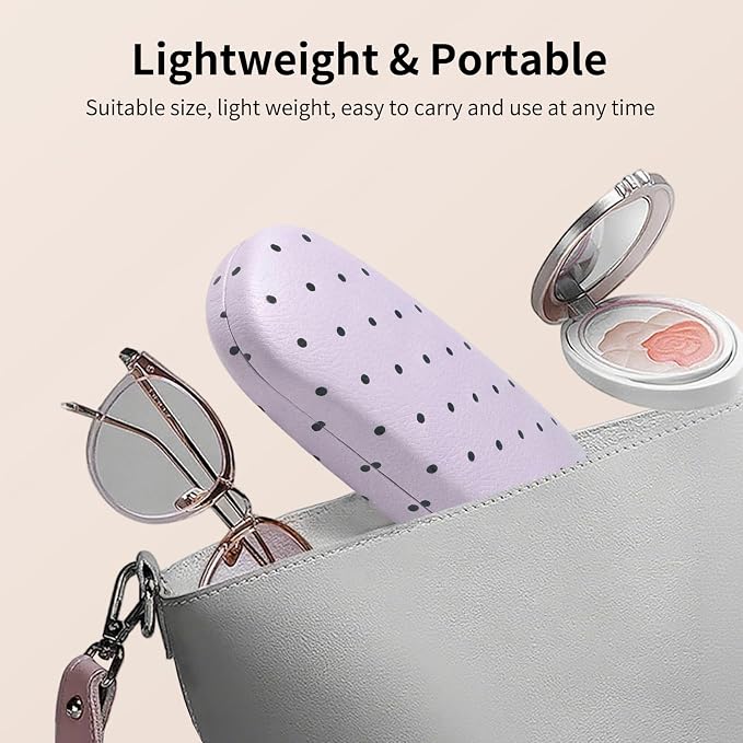 Glasses Case Hard Shell, Cute Sunglasses Case for Women Leather Protective Case for Eyeglass with Cleaning Cloth