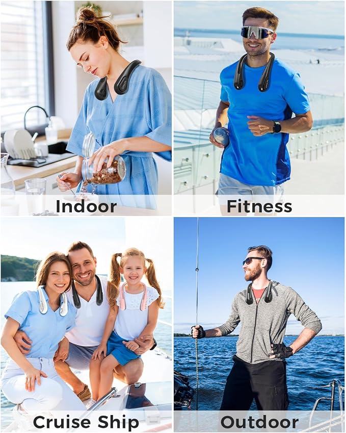 Portable Bladeless Neck Fan, Valentines Day Gifts for Him, Birthday Gifts for Men Women Father's Mother's Day, Wearable Cooling Fan Rechargeable for Camping Travel Beach Golf Cruise Essentials 2026