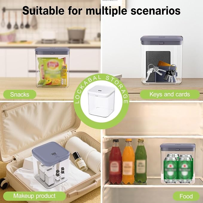 ySky Lockable Storage Box with Combination Code - Secure Medicine Safe, Phone Jail & Snack Container for Refrigerator, Home, Office- Durable Multi-Purpose Lock Box(Navy)