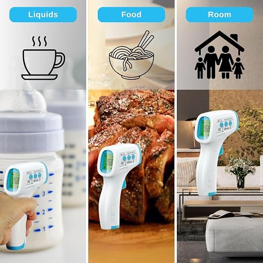 ONE-CARE Infrared Thermometer HTD8818A, Non-Contact, Forehead & Room | Homedics Thermometer, High Accuracy, Fast Reading, Body & Room Temp, Newborn Baby to Adult, Fever Alarm, Large Display