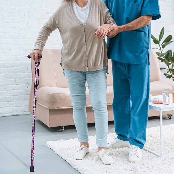 supregear Folding Cane, 5-Level Adjustable Height Walking Stick Lightweight Collapsible Portable Travel Cane with Wrist Strap and T Handle for Elderly Disabled Men Women