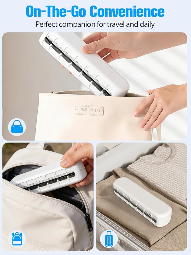 Gelibo Pill Organizer 2 Times a Day,Magnetic Foldable Weekly AM PM Pill Case, Large Travel Pill Box for Vitamins,Supplements,Medication Organizer 7 Day,Never Spill Pills,Easy to Open for Arthritis