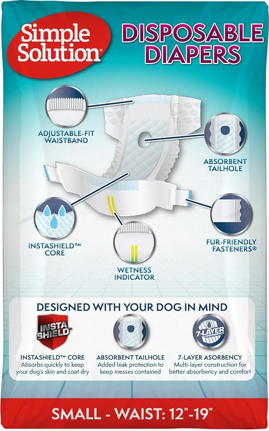 Simple Solution Female Dog Diapers, Disposable Dog Diapers, S, 12 Count