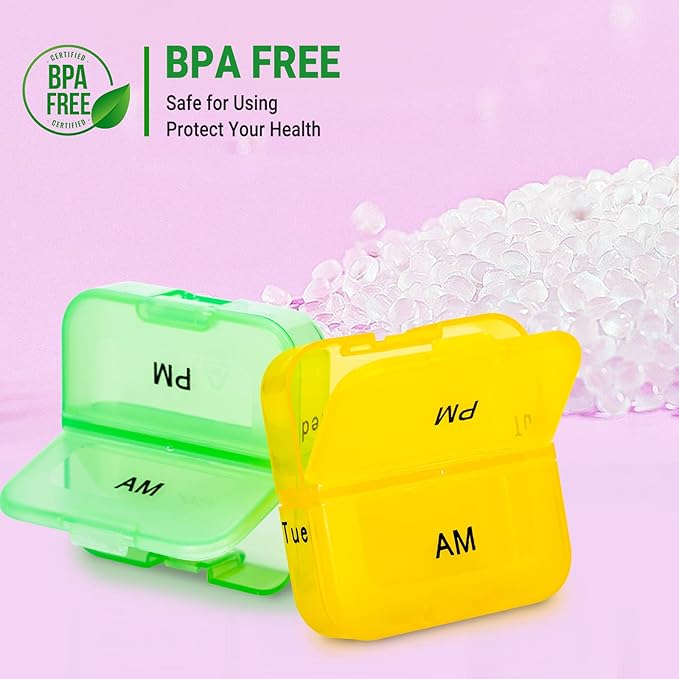 Zoksi Weekly Pill Organizer 2 Times a Day, Black 7 Day Am Pm Pill Box, Daily Am Pm Pill Organizer 7 Day, Portable Vitamin Pill Case, Weekly Pill Box for Fish Oils, Vitamin, Supplement