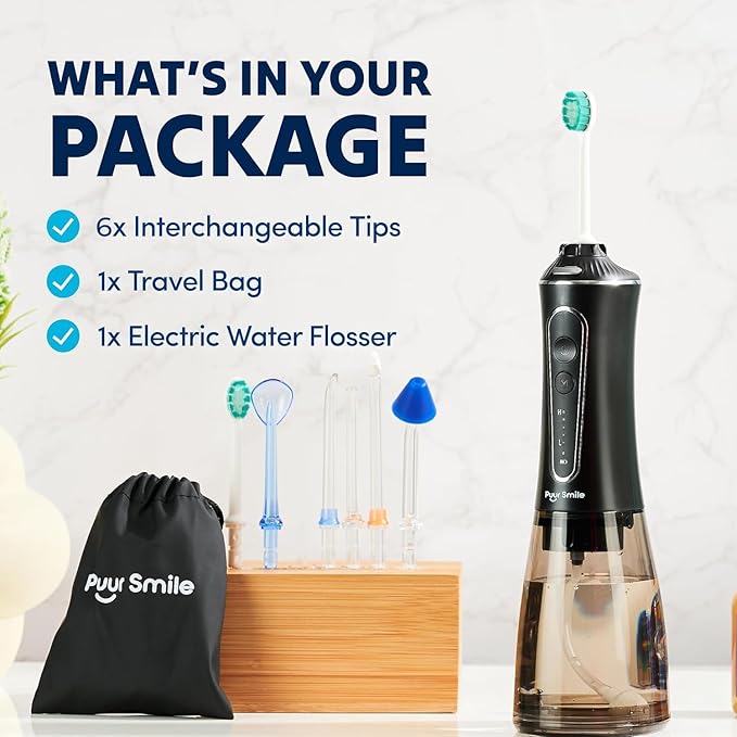 Professional Water Flosser - Advanced Dental Care for a Healthier Mouth, Gum, and Teeth - IPX7 Waterproof Oral Irrigator | 7 Replacement Tips, Travel-Friendly, Rechargeable - Oral Hygiene