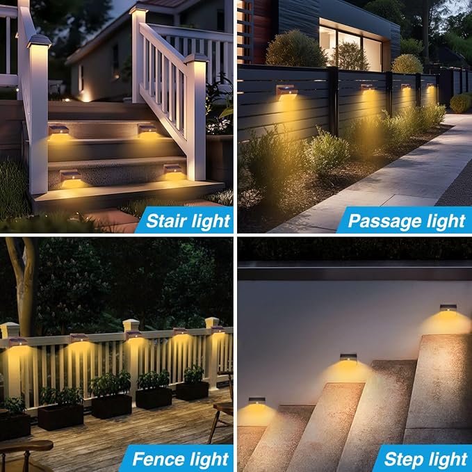 10 Pack Solar Motion Sensor Lights Outdoor Waterproof with 3 Modes | Warm White, Brown Frame, LED, Solar Powered, Security Lighting for Outside Wall Garden Fence Yard Deck Patio Garage
