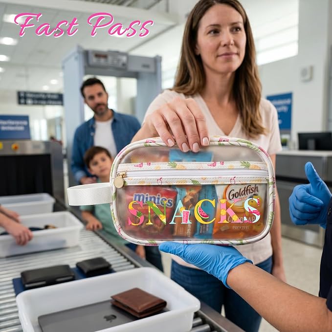 COSHAYSOO Clear SNACKS Bags Travel Pouch for Women Girls Cute Summer Beach Vacation Pool Lake Day Must Have Essentials, Teens Camp Gym Sports Park Trip Accessories Gift Bag Stuffers
