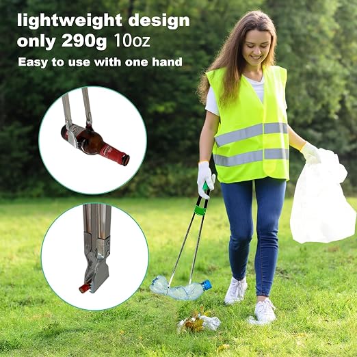 35'' Long Grabber Reacher Tool Heavy Duty, Trash Picker Upper Grabber, Garbage Pick up Sticks, 5.7'' Crocodile Mouth jaw Tested to Grip up to 6 lbs Bricks, Stainless Steel Body, Soft-Grip Handle