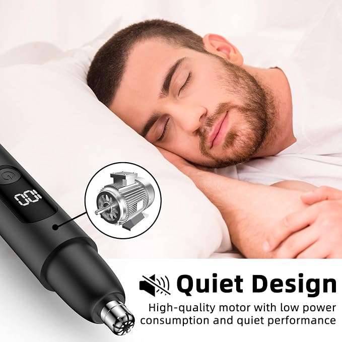 Smity Nose Hair Trimmer, Rechargeable Cordless Painless Ear Eyebrow Trimming Tool Dual Edge Blades Razor Easy Cleansing with LED Light for Man Woman