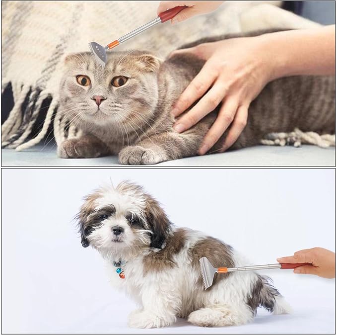 Back Scratcher with 2Pcs Large Detachable Heads, Telescoping Back Scratcher for Women Men, Stainless Steel Wide Claws/Roller Ball/Wooden Handle, Heavy Duty Body Scratcher Massager