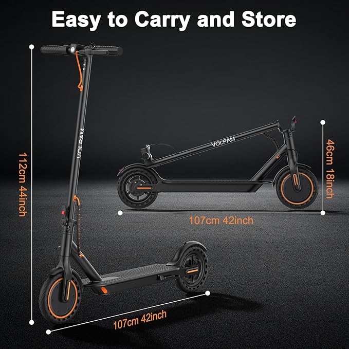 VOLPAM Electric Scooter, 350W/500W Powerful Motor, 8.5"/10" Solid Tires, 19/22Mph, 28/23/21/16 Miles Max Range, Dual Braking