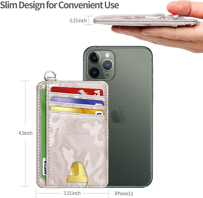 Slim Minimalist Front Pocket Wallet, RFID Blocking Credit Card Holder Wallet with Detachable D-Shackle for Men Women