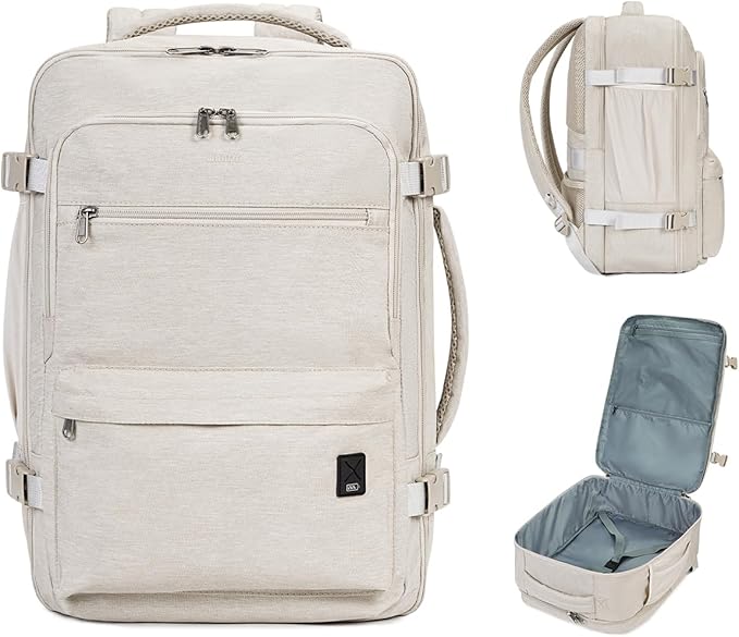 WANDF Travel Backpack For Spirit Airlines Personal Item Bag 18x14x8 with Wet Pocket, 17 Inch Laptop Backpack for Men Women(White)