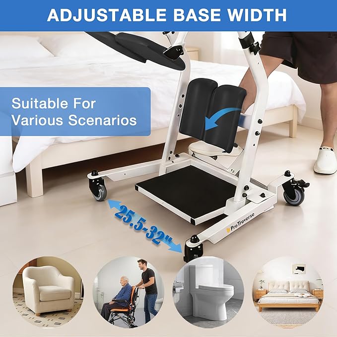 Stand Assist Lift โ Sit to Stand Patient Transfer Chair for Elderly & Disabled, 400 lbs Capacity Lift Aid with Adjustable Height โ Home & Nursing Care Mobility Support,Black