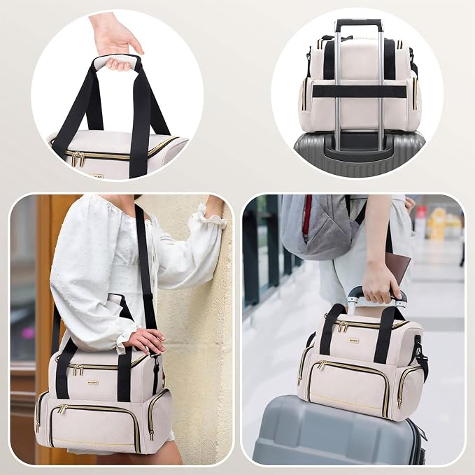 BAFAMYE Large Medicine Storage Bag with 2 Removable Cases, Medicine Storage Bag with Multiple Storage Sections,with Shoulder Strap,Suitable for Travel or Home,Beige