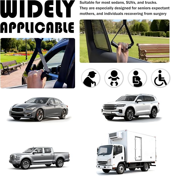 2PCS Car Door Handle for Elderly,Adjustable & Portable Car Handle Assist for Elderly/Pregnant/Disabled,Universal Auto Cane Cars Grab Handles Cars Accessories for SUV Truck