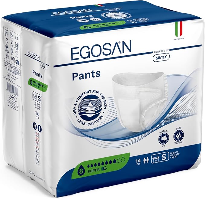 Egosan Super Incontinence Adult Pull Up Underwear with New Stretchable Waistband, Maximum Absorbency for Active Men and Women (Pull Ups, Small)