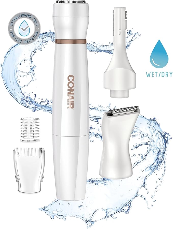 Conair All-In-1 Facial Hair Removal for Women, Cordless Electric Trimmer, Perfect for Face, Ear/Nose, Eyebrows, and Bikini Lines