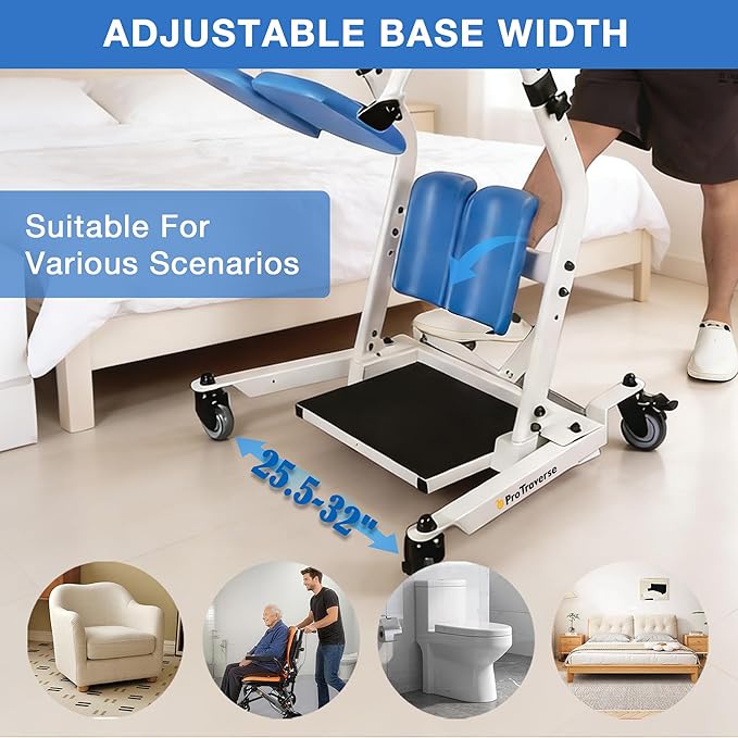 Stand Assist Lift โ Sit to Stand Patient Transfer Chair for Elderly & Disabled, 400 lbs Capacity Lift Aid with Adjustable Height โ Home & Nursing Care Mobility Support,Blue