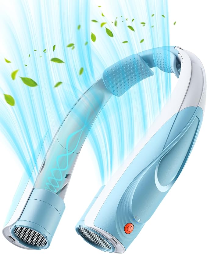Portable Neck Fan - 6000mAh Rechargeable Personal Fan with 6 Speeds, 360° Cooling Surround Airflow, 20H Long Battery Life Hands-Free Wearable Fan for Outdoor Travel, Office, and Sports