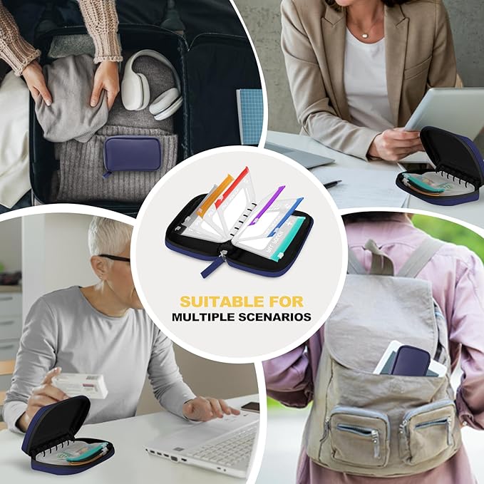 A7 Waterproof Pill Organizer with 7 PCS L Size Zippered Pill Pouches for A7 Binder, Large BPA-Free Weekly Medicine Organizer, Color-Coded Reusable Travel Pill Storage System