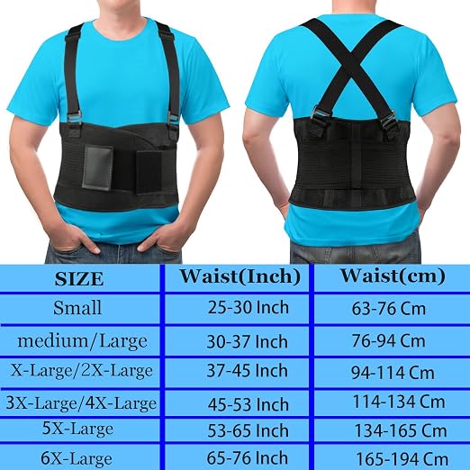 Back Brace Men and Women - Lower Lumbar Support for Heavy Lifting - Lower Back Support Belt with Removable Suspenders-Adjustable Back Belt for Workout,Back Pain Relief,Small(24-30 Inches)