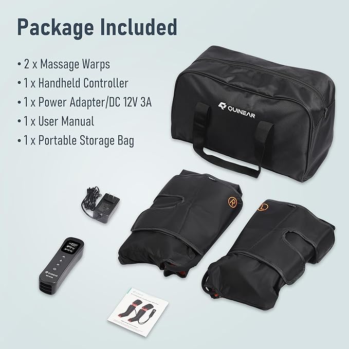QUINEAR Leg Massager, 3-in-1 Heat and Compression Therapy, Air Compression Leg Recovery System, Leg Massage Boots for Circulation and Pain Relief, FSA-HSA-Eligible