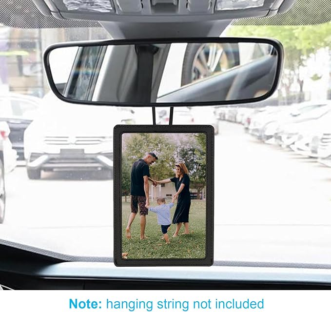 Car Picture Frame, Leather Vehicle Sun Visor 4x6 (Standard 6 Inches) Photo Holder Displays Both Horizontally and Vertically by Srandme (2pcs, Black)