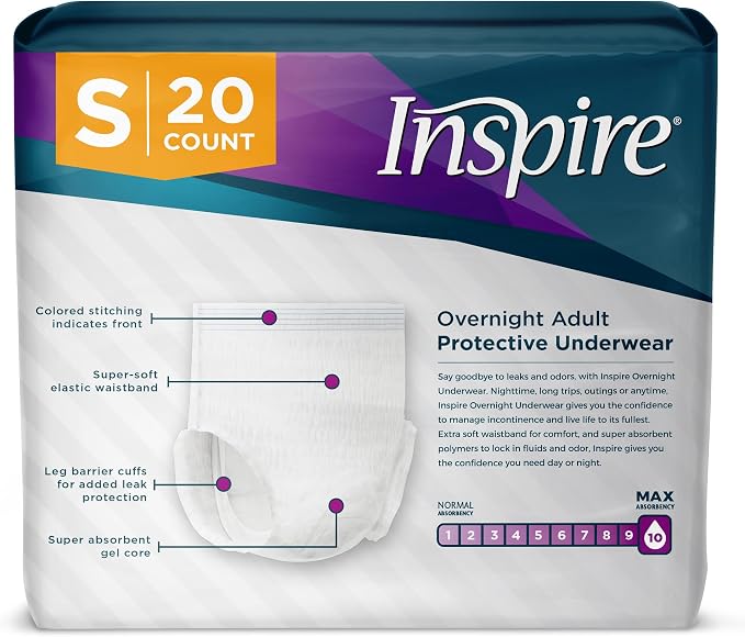 Inspire Adult Diapers Women or Men - MAX Absorbency | Our Most Absorbent and Dry, Incontinence Underwear for Women or Men | Leak Proof Diaper Overnight or Daytime for Heavy