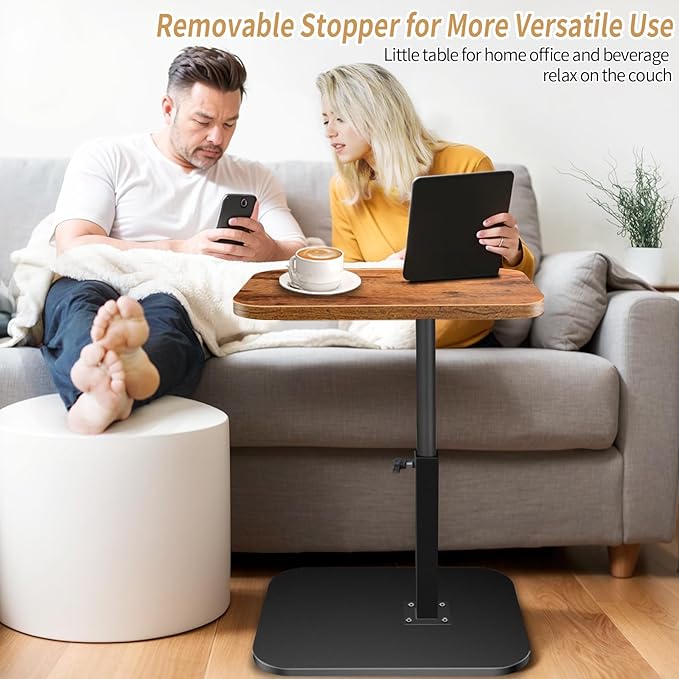 Small End Table Adjustable Height Side Table for Small Spaces | 90° Flip-Over Panel Side Table 360° Swivel TV Tray Couch Tables that Slide Under, Food Snack Trays for Sofa Bed Living Room