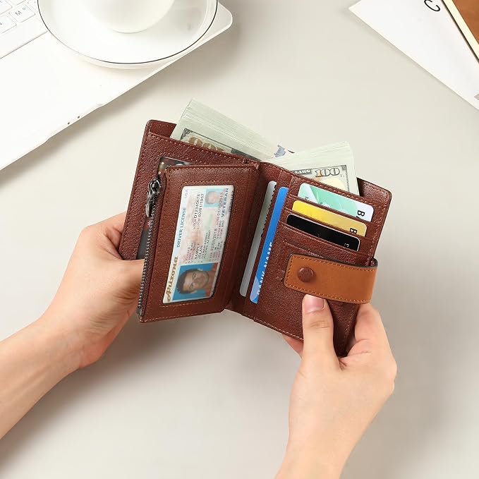 GAEKEAO Genuine Leather Wallets for Men with Zipper, RFID Blocking Mens Wallet with Coin Pouch, Bifold Wallet with 2 ID Windows in Gift Box, Billeteras de Hombres