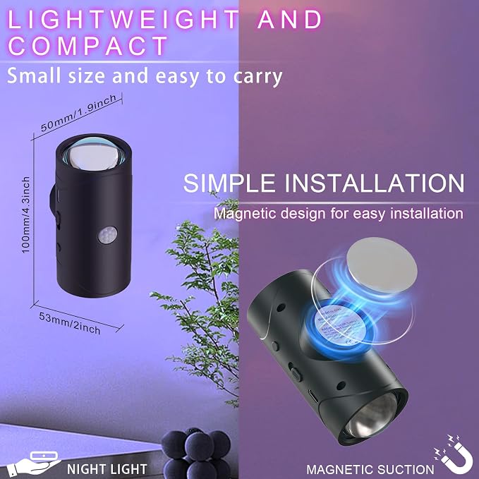 Rechargeable Motion Sensor Night Light, Magnetic RGB Wall Sconces 2 Pack | 7 Color Motion Sensor Light Indoor, 1500mAh LED Wireless Wall Sconces Battery Operated for Bedroom, Bathroom, Hallway, Stairs