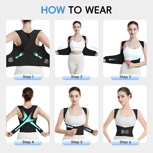 babaka Posture Corrector for Women and Men, Invisible Lightweight Adjustable Back Brace for Upper and Lower Back Pain Relief, Hunchback, Hump, Scoliosis, Thoracic, Spine Corrector Under Clothes (Black, Medium, Waist: 29''-35'')
