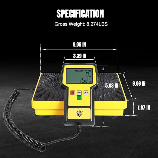 Refrigerant Scale 220 LBS HVAC Freon Scale Ultra-Large LCD Screen High Precision Electronic Refrigerant Charging Weight Scale with Portable Case for All Refrigerant Recovery Tanks