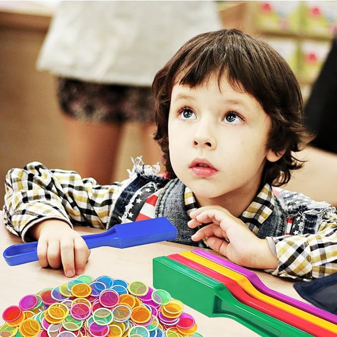 SEETOOOGAMES Magnetic Bingo Chips Wands - 6 Color 600 Metal Chips with 6 Wands for Classroom
