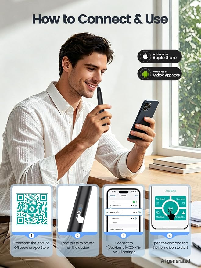 Visual Nose Hair Trimmer for Men Women, 5MP HD WiFi Nasal Ear Hair Clipper | 5MP HD WiFi nose hair trimmer, 360° safe four-edged blade, USB rechargeable waterproof cutter for nasal & ear hair care